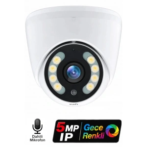 J-TECH JT-6060 5MP PoE Sesli IP Dome Gece Renkli Güvenlik Kamerası