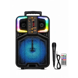 Platoon PL-4684 BT USB SD AUX 8 İNÇ Mikrofonlu Anfi Yüksek SES Taşınabilir RGB Işıklı Hoparlör