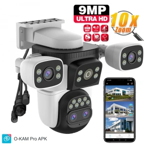 AV-S309X O-KAM APP 3 Kamera 10X Zoom 9MP 360° Renkli Gece Görüş Sesli Görüşme Sirenli Wi-Fi Akıllı Kamera