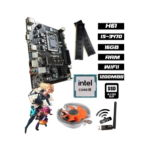 B34 i5-3470 3.60GHz 16GB RAM H61 1200Mbps WiFi CPU Fan Bundle Anakart Komple SET