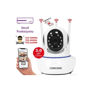 Concord C-630 3.0MP 360 Wi-Fi IP Kamera Türkçe Uygulamalı Bebek Kamerası Android iOS