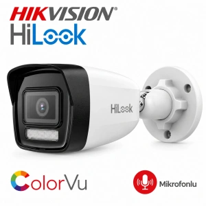 Hikvision HiLook IPC-B120HA-LUFC 2MP 2.8mm ColorVu Dual Light 30M Sesli PoE IP Bullet Kamera