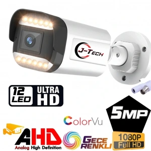 J-TECH 7070 5MP 12 LED SONY LENS Gece Renkli Warm Light 1080P AHD Güvenlik Kamera