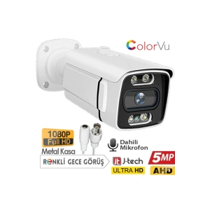 J-TECH 7040 Metal 5MP SONY LENS Gece Renkli 4 Warm Light 1080P AHD Güvenlik Kamera