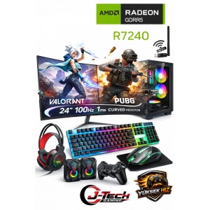 J-TECH Blood i5-3470 3.60GHz 16GB RAM 256GB SSD GDDR5 R7240 4GB 24 Curved Akvaryum Oyuncu Bilgisayarı