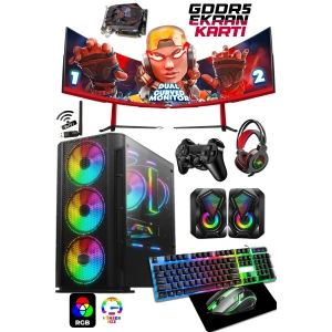 J-TECH Dual i5-3470 3.60GHz 16GB RAM 256GB SSD DDR5 R7240 4GB 24 Çift Curved Gaming PC