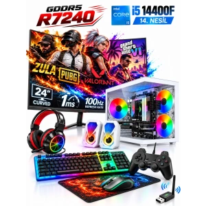 J-TECH Intel Core i5-14400F 14. Nesil 16GB 512GB SSD 4G – R7240 GDDR5 24 Gaming Oyuncu Bilgisayarı — V1172