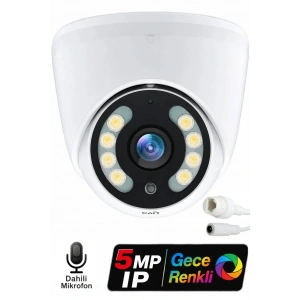 J-TECH JT-6060 5MP PoE Sesli IP Dome Gece Renkli Güvenlik Kamerası