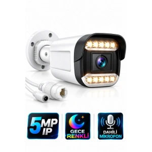 J-TECH JT-9070 5MP Sesli IP Bullet Kamera | PoE | 12 LED | 3.6mm | Gece-Gündüz Renkli