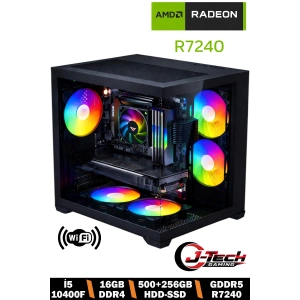 J-TECH RagePC i5 10400F 16GB HDD 500GB+256GB SSD GDDR5 R7240 Oyuncu Bilgisayarı