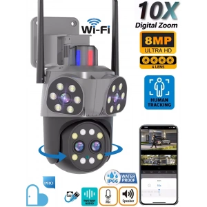 Mpia Orino 4 Lens 10X Zoom 8MP 360° Görüş Hareketli  Waterproof Gece Görüş Sesli Görüşme Akıllı Kamera