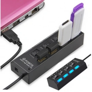 Platoon PL-5714 4 Port Usb 2.0 Çoklayıcı Hub Anahtarlı Işıklı On Off Düğmeli