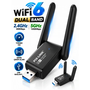 PLATOON PL-9341 USB WiFi 6 Wireless Adaptör – Dual Band 2.4GHz & 5GHz Yüksek Hız