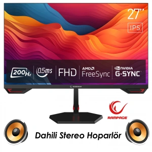 Rampage CRIMSON 27 200Hz 0.5ms Fast IPS FHD Dahili Hoparlör Freesync/G-Sync PC Flat Oyuncu Monitörü ( CR27R200 )