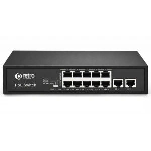 Retro RT-8P2U 8 Port 10/100 Mbps PoE Switch – 2 Uplink 10/100 Mbps