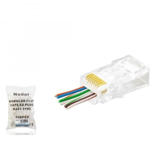 NODAR ND2415 CAT6 EZ RJ45 Konnektör 100 Adetli Paket Şeffaf