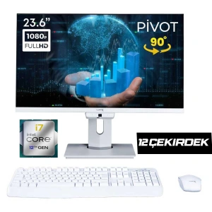 Turbox A12900 i7-1265U 4.80GHz 12 Çekirdek 16GB RAM 512GB SSD 24 Pivot Webcam WiFi All in One Bilgisayar