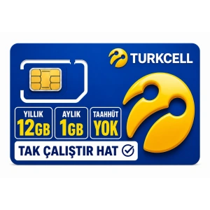 TURKCELL 12GB internet Hattı Sim Kart – Taahhütsüz – 4G – Wifi Kameralar DVR/NVR İçin 1 YILLIK