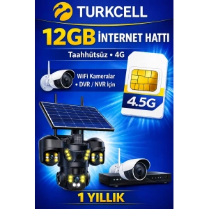 TURKCELL 12GB internet Hattı Sim Kart – Taahhütsüz – 4G – Wifi Kameralar DVR/NVR İçin 1 YILLIK