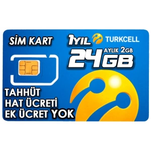 TURKCELL 24GB internet Hattı Sim Kart – Taahhütsüz – 4G – Wifi Kameralar DVR/NVR İçin 1 YILLIK