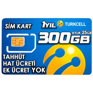 TURKCELL 300GB internet Hattı Sim Kart – Taahhütsüz – 4G – Wifi Kameralar DVR/NVR İçin 1 YILLIK
