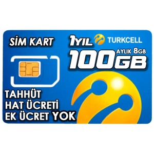 TURKCELL 100GB internet Hattı Sim Kart – Taahhütsüz – 4G – Wifi Kameralar DVR/NVR İçin 1 YILLIK