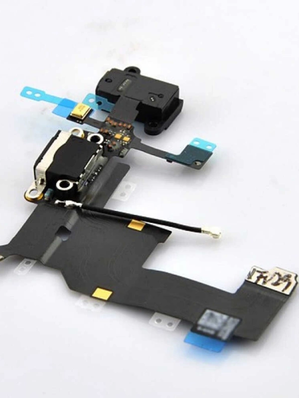 Apple Uyumlu iPhone 5 Kulaklık Soketli Şarj Soketli Film Flex Siyah