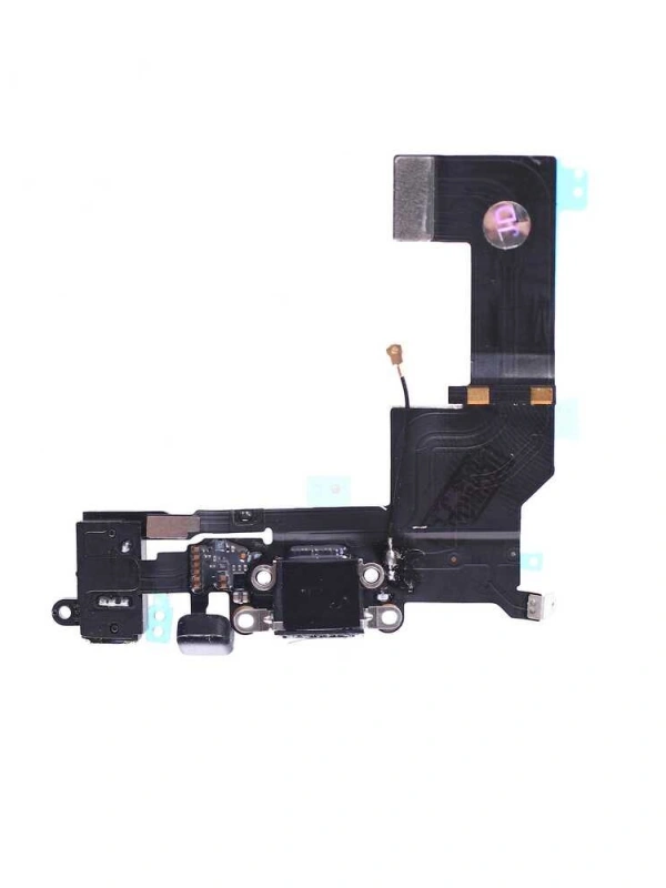 Apple Uyumlu iPhone 5s Kulaklık Soketli Şarj Soketli Film Flex Siyah