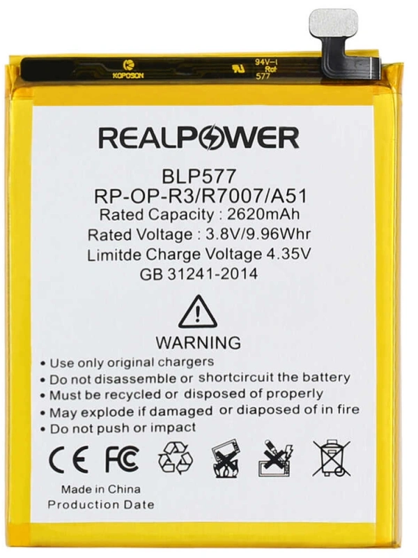 RealPower Oppo Uyumlu A51 Batarya 2620mah
