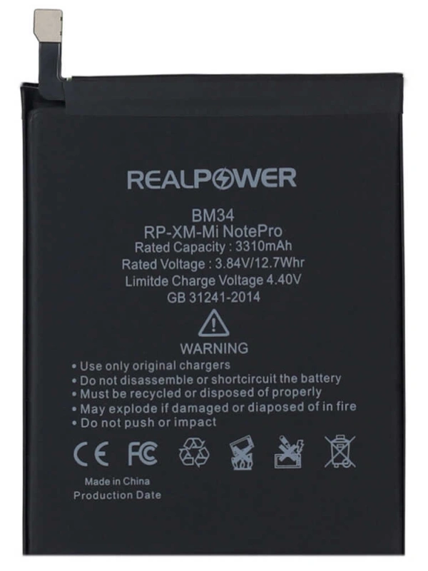 RealPower Xiaomi Uyumlu Mi Note Pro Batarya 3310mah