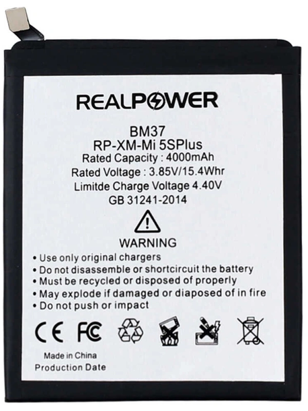 RealPower Xiaomi Uyumlu Mi 5s Plus Batarya 4000mah