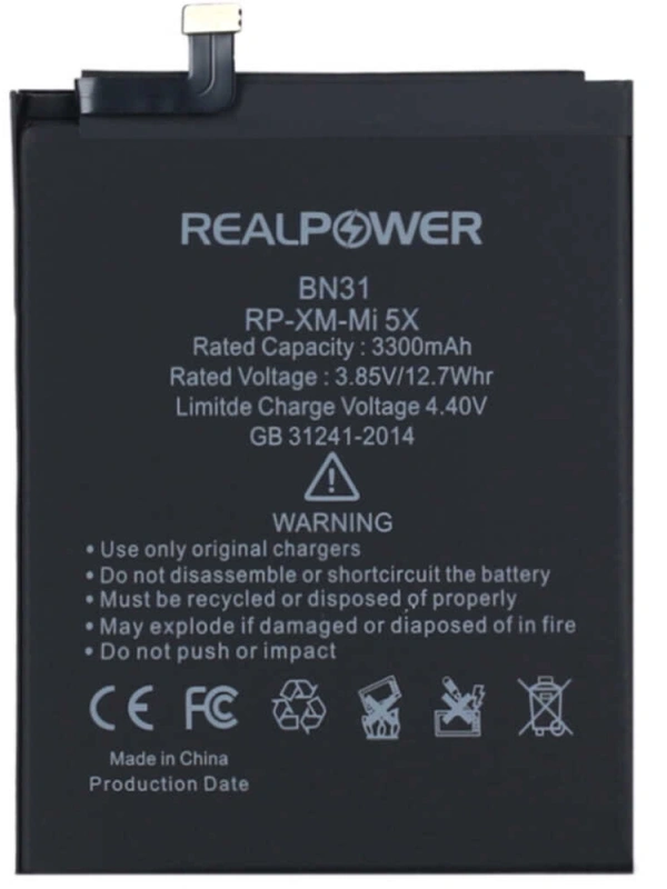 RealPower Xiaomi Uyumlu Mi 5x Batarya 3300mah