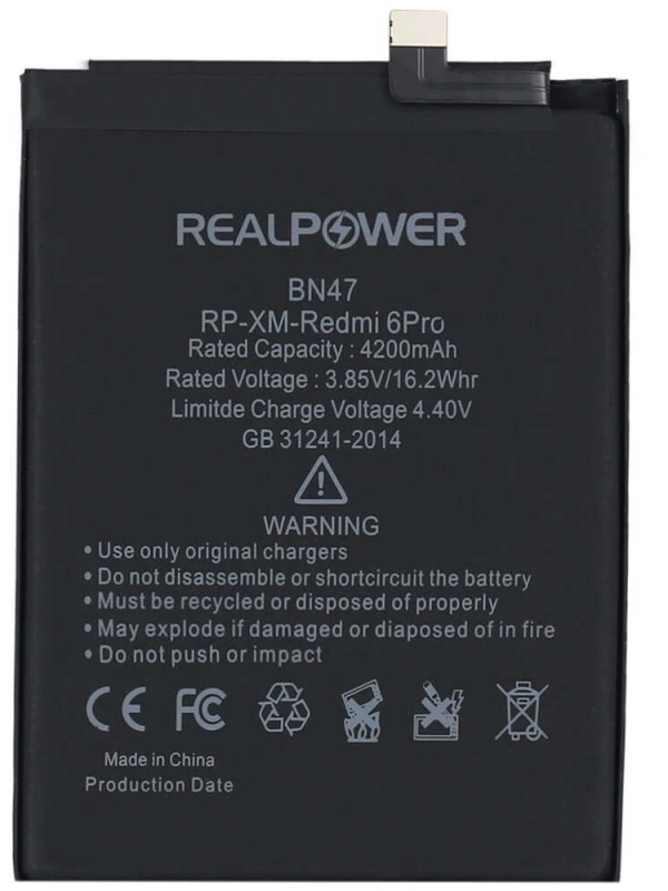RealPower Xiaomi Uyumlu Redmi 6 Pro Batarya 4200mah