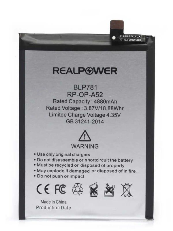 RealPower Oppo Uyumlu A52 Batarya 4880mAh