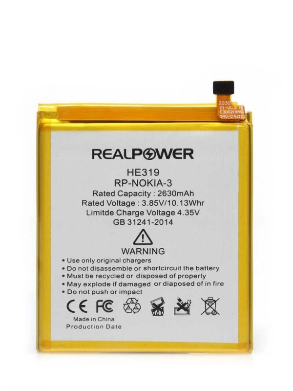 RealPower Nokia Uyumlu 3 Batarya 2630mah