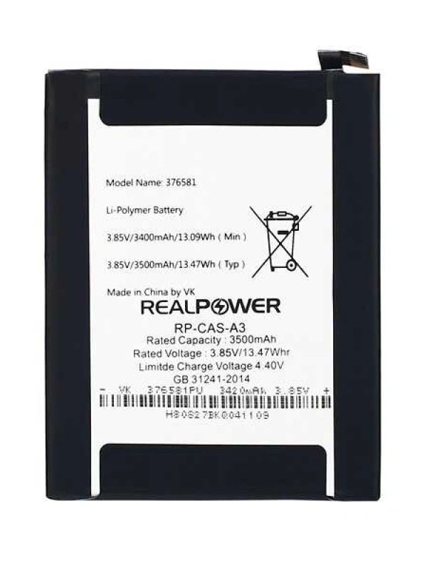 RealPower Casper Uyumlu Via A3 Batarya 3500mah