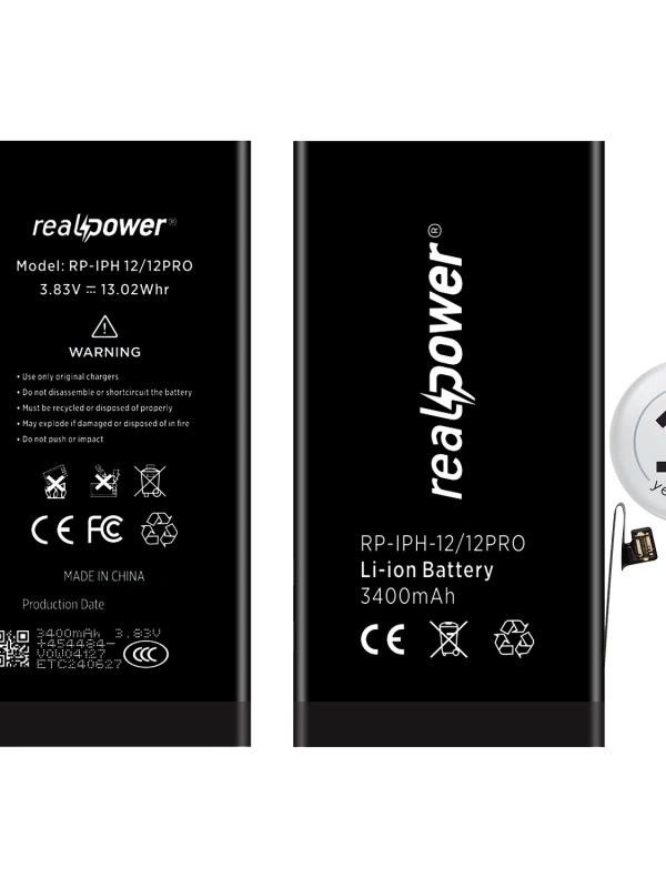 RealPower Apple Uyumlu iPhone 12 Yüksek Kapasiteli Batarya 3400mah