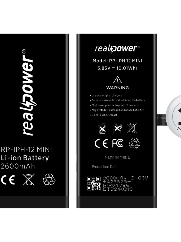 RealPower Apple Uyumlu iPhone 12 Mini Yüksek Kapasiteli Batarya 2600mah