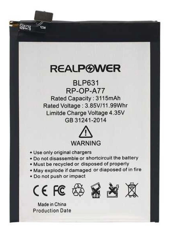RealPower Oppo Uyumlu A77 Batarya 3115mAh