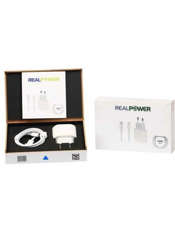 RealPower Apple Uyumlu iPhone 20 W Usb-c Güç Adaptörü Şarj Cihazı Ve Kablo Seti Platinum Serisi Set OLD