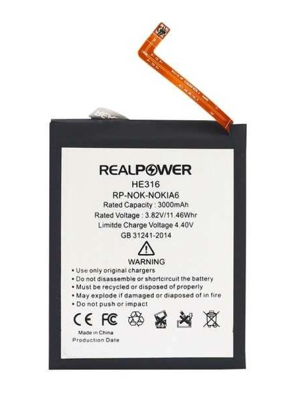 RealPower Nokia Uyumlu 6 Batarya 3000mAh