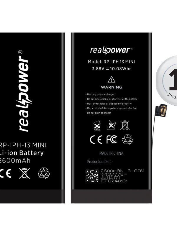 RealPower Apple Uyumlu iPhone 13 Mini Yüksek Kapasiteli Batarya 2600mah