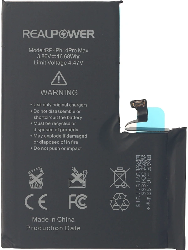 RealPower Apple Uyumlu iPhone 14 Pro Max Yüksek Kapasiteli Batarya
