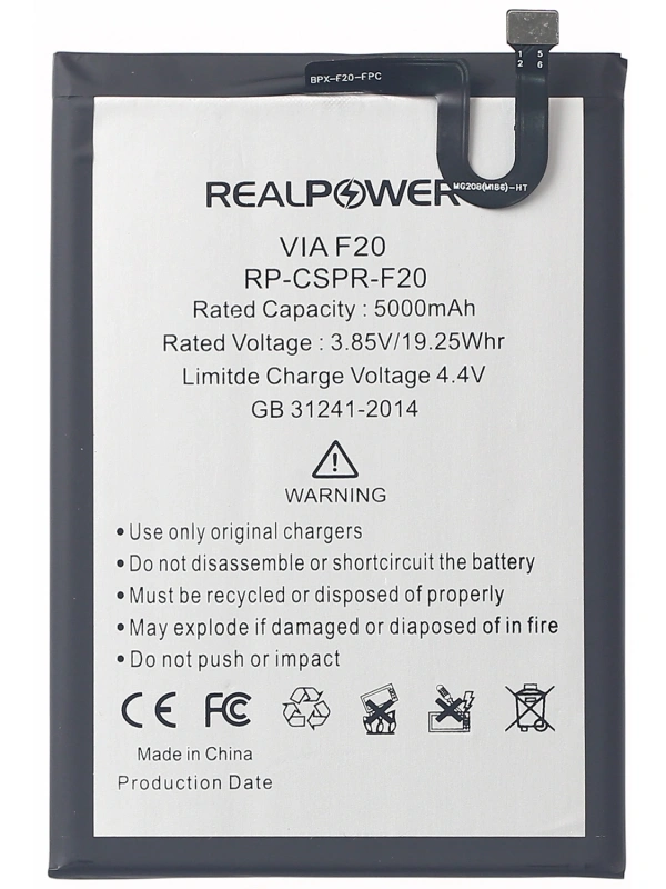 RealPower Casper Uyumlu Via F20 Batarya 5000mAh