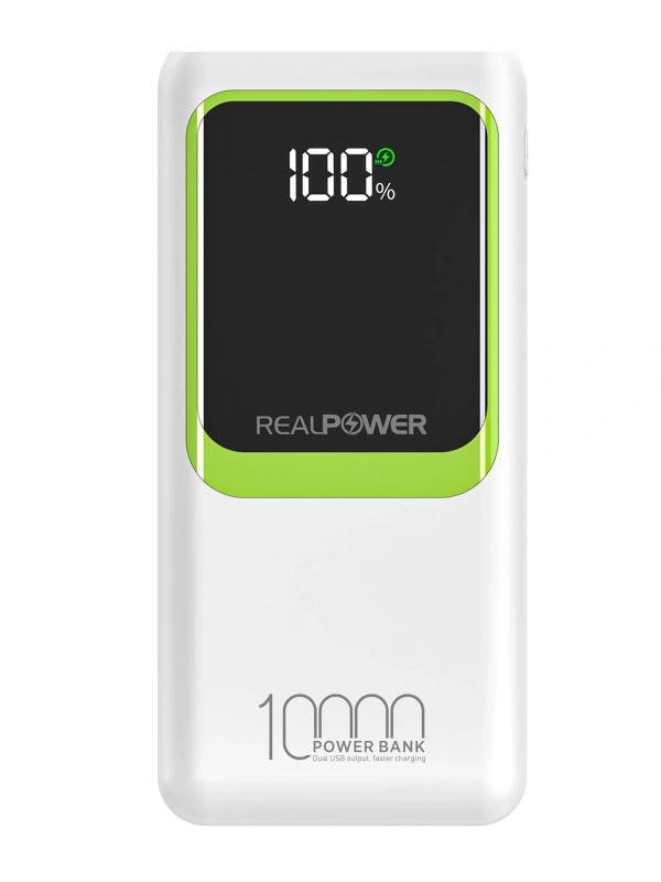 Realpower 10000mAh 22.5W Dahili Kablolu Taşınabilir Beyaz Powerbank RP-PBC1