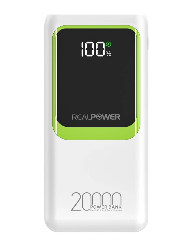 Realpower 20000mAh 22.5W Dahili Kablolu Taşınabilir Beyaz Powerbank RP-PBC2