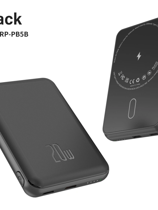 Realpower 5000mAh 20W Magsafe Taşınabilir Siyah Powerbank RP-PB5B
