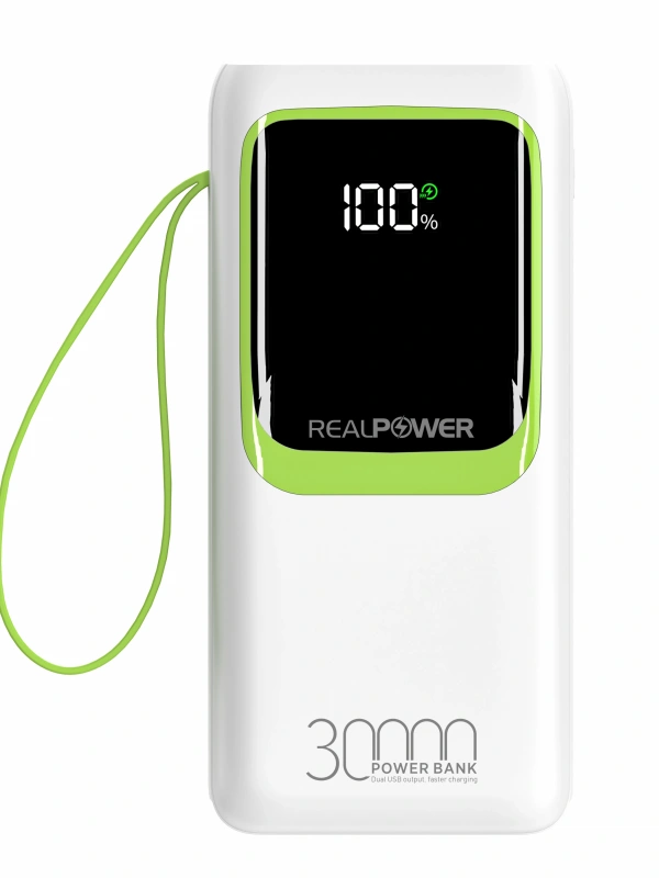 Realpower 30000mAh 22.5W Taşınabilir Ledli Beyaz Powerbank RP-PBC3