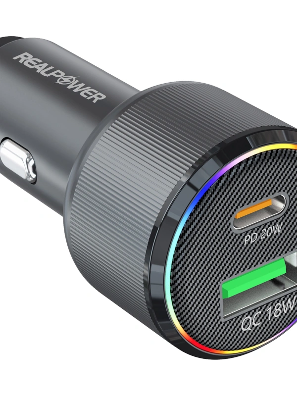 Realpower 38W Hızlı Araç Şarjı + Type-c den Lightning Kablo RP-CC38W