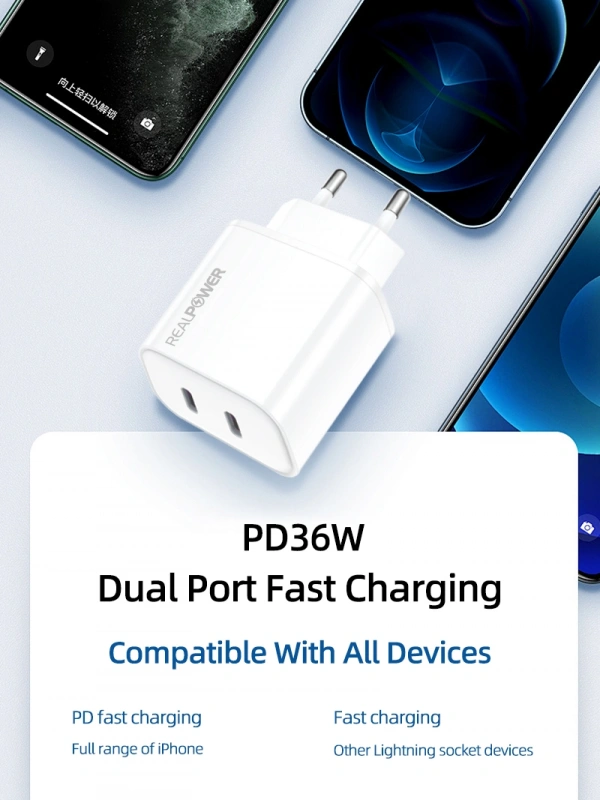 Realpower 36W GAN Seyahat Hızlı Şarj Aleti RP-CG36